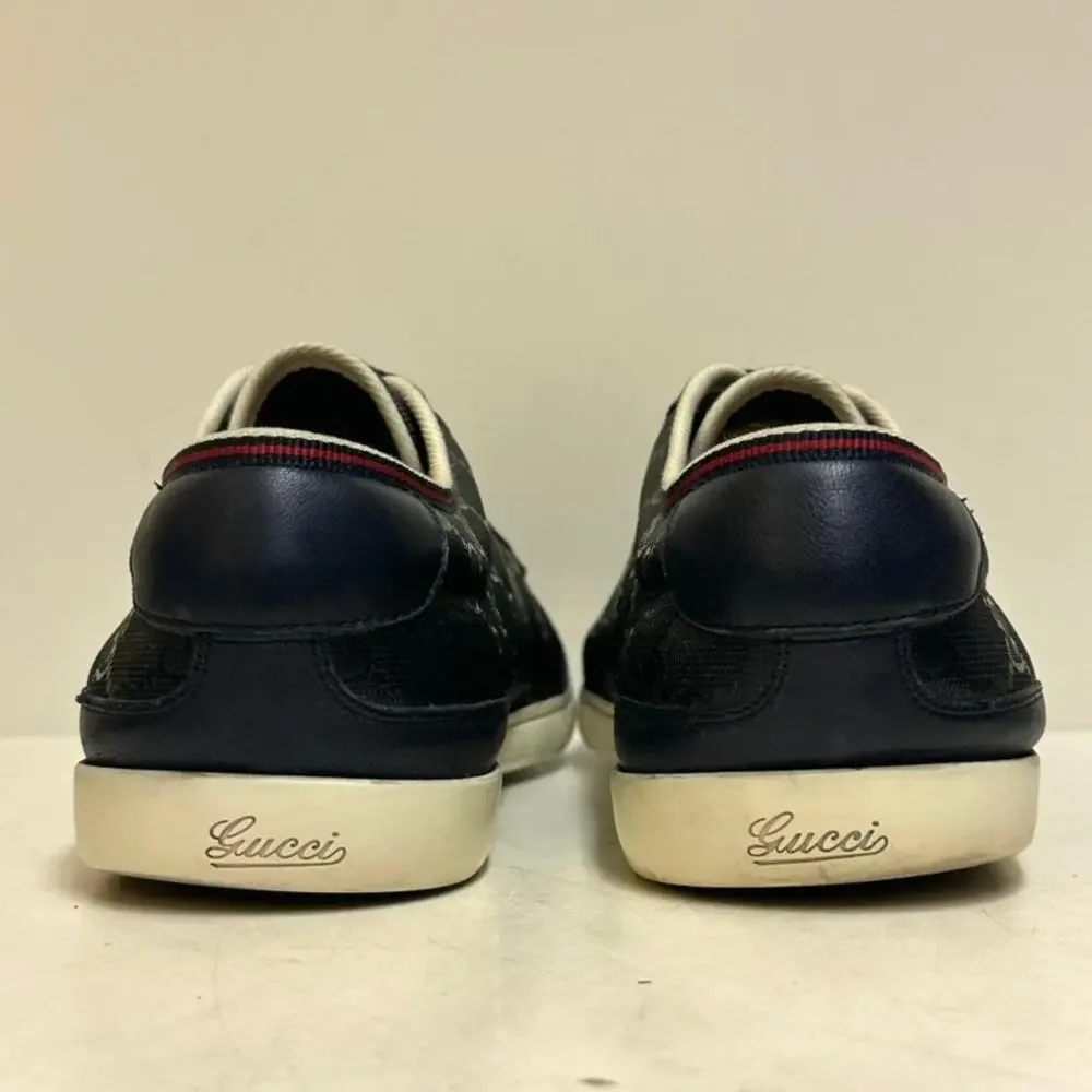 VGUC Gucci Navy Blue GG Imprime Sneakers Guccisima Canvas Leather UK 10 US 10.5 GUCCI 409766 Blue Guccissima Nylon Leather High Top Men  main image 3